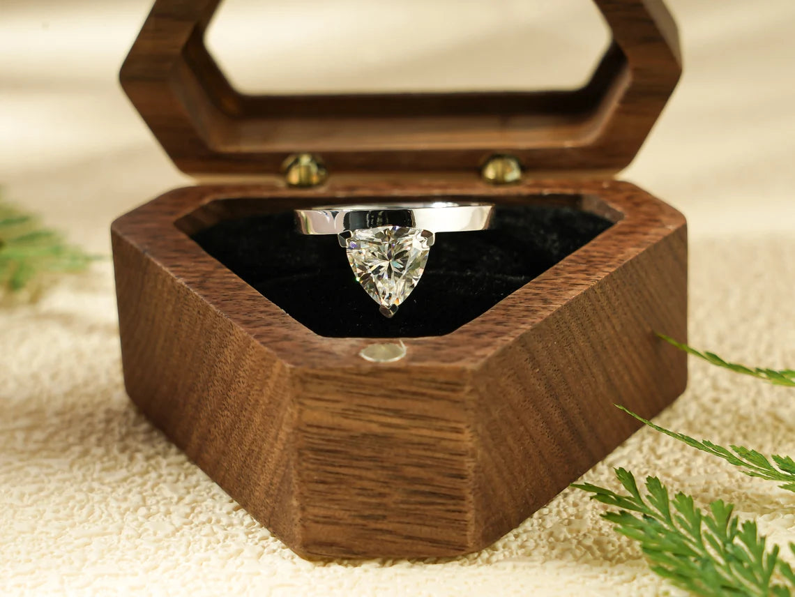 Trillion cut moissanite diamond ring