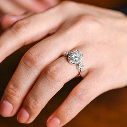 Floral Halo Moissanite Ring