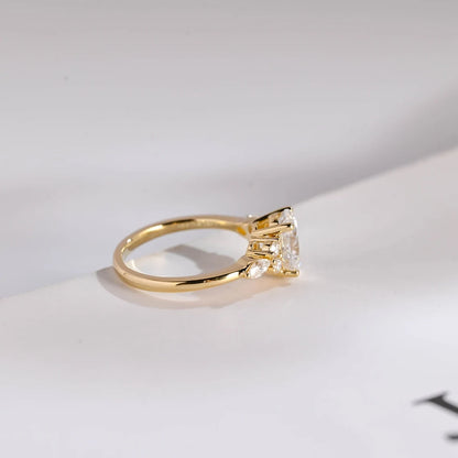 Pear Accent Bridal Ring