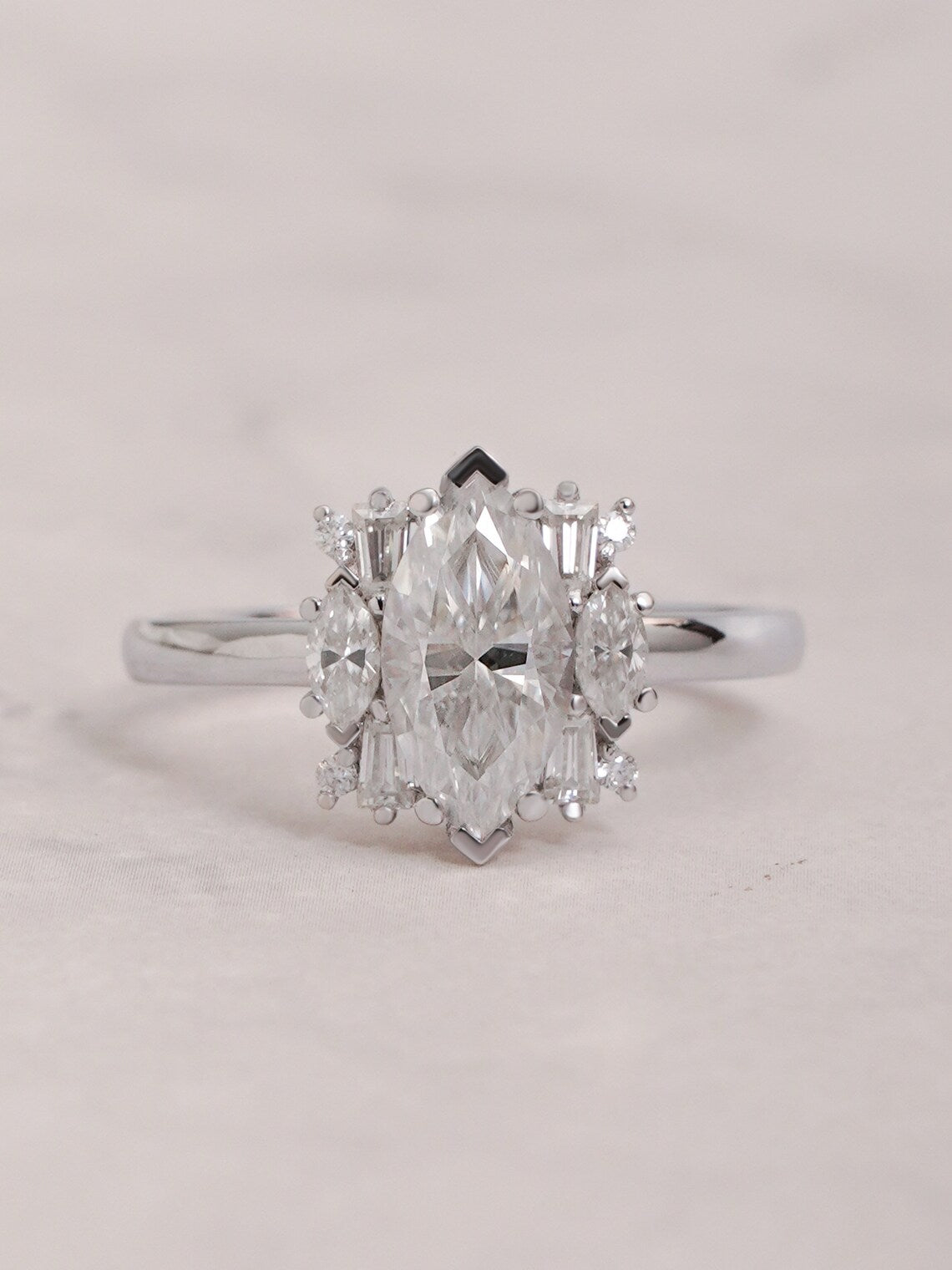 Marquise moissanite diamond ring