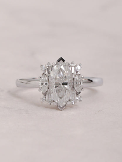 Marquise moissanite diamond ring
