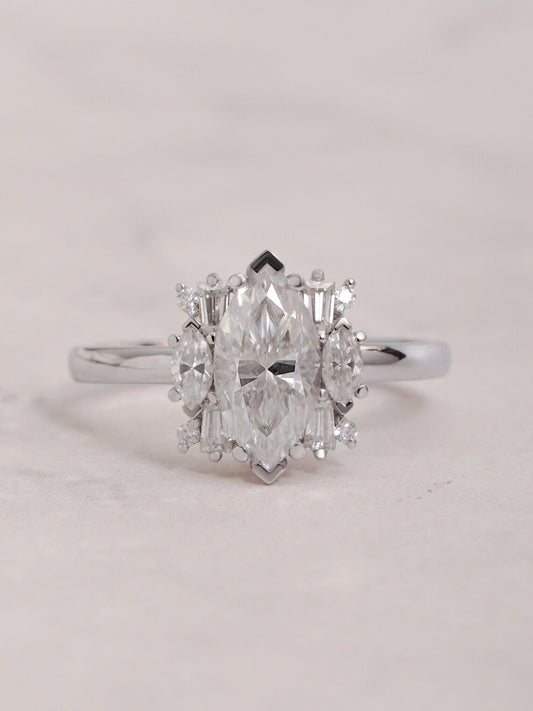 Marquise moissanite diamond ring
