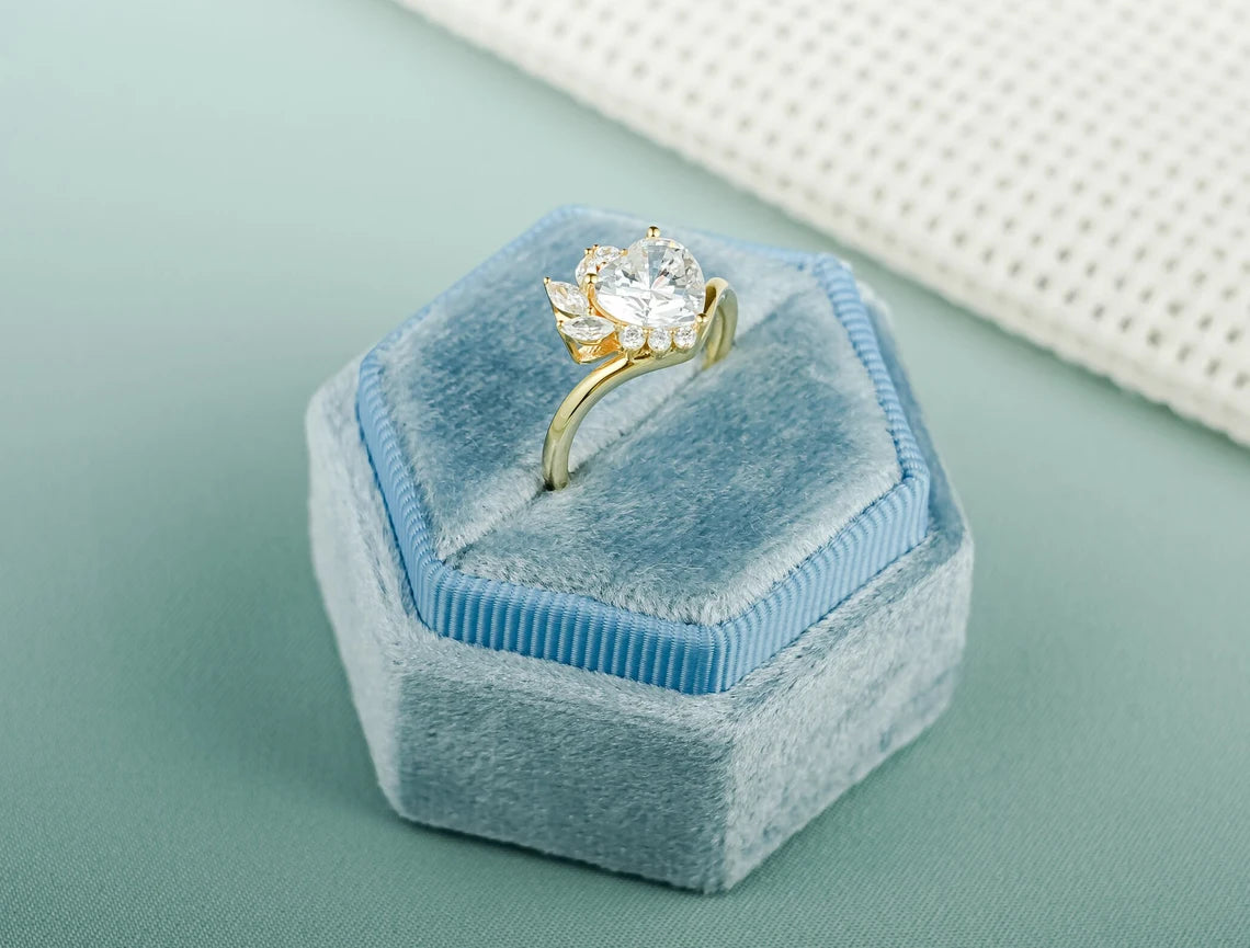 Marquise & round cluster diamond ring
