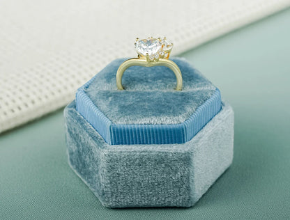 Yellow gold moissanite ring