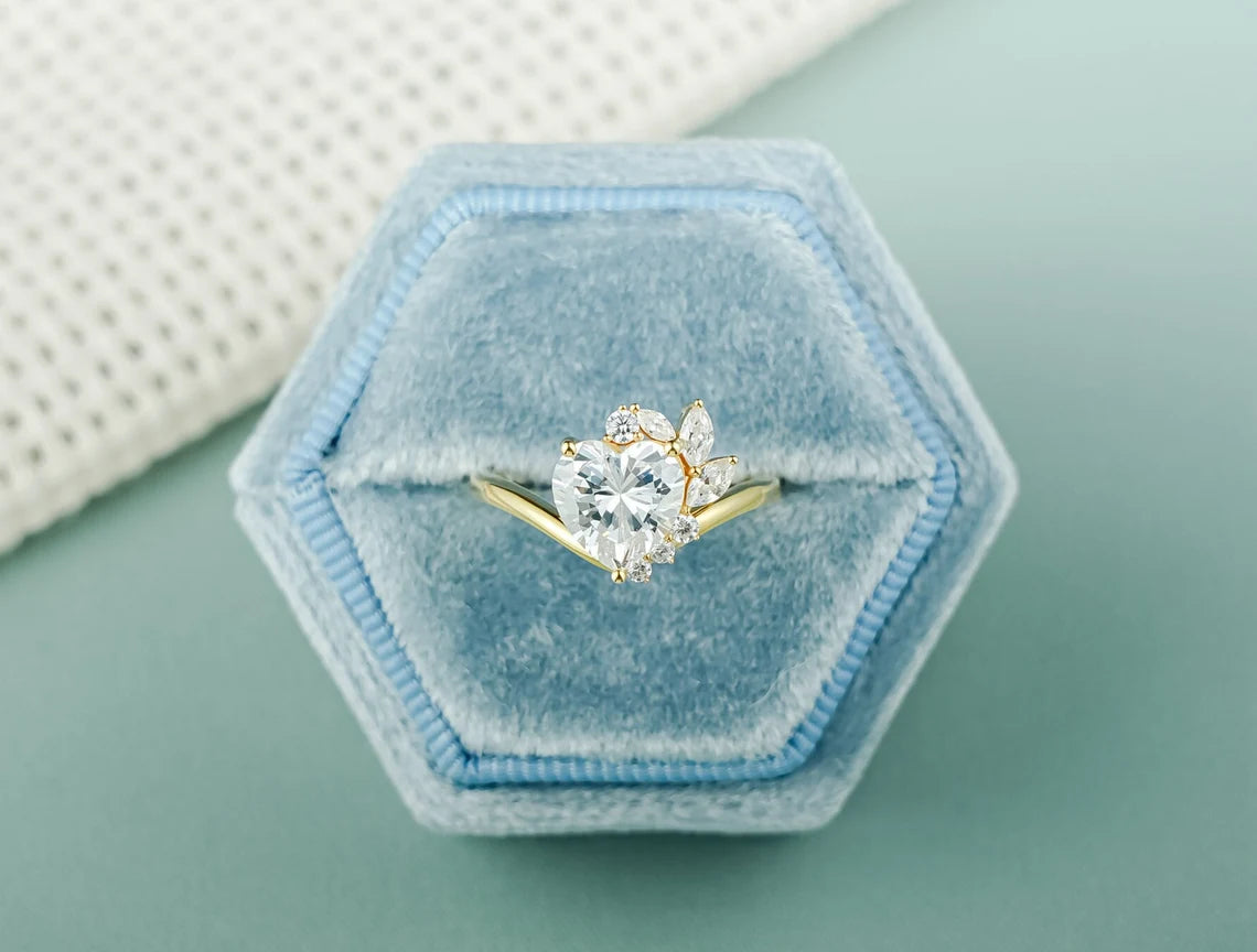 Heart cut moissanite ring
