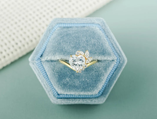 Heart cut moissanite ring