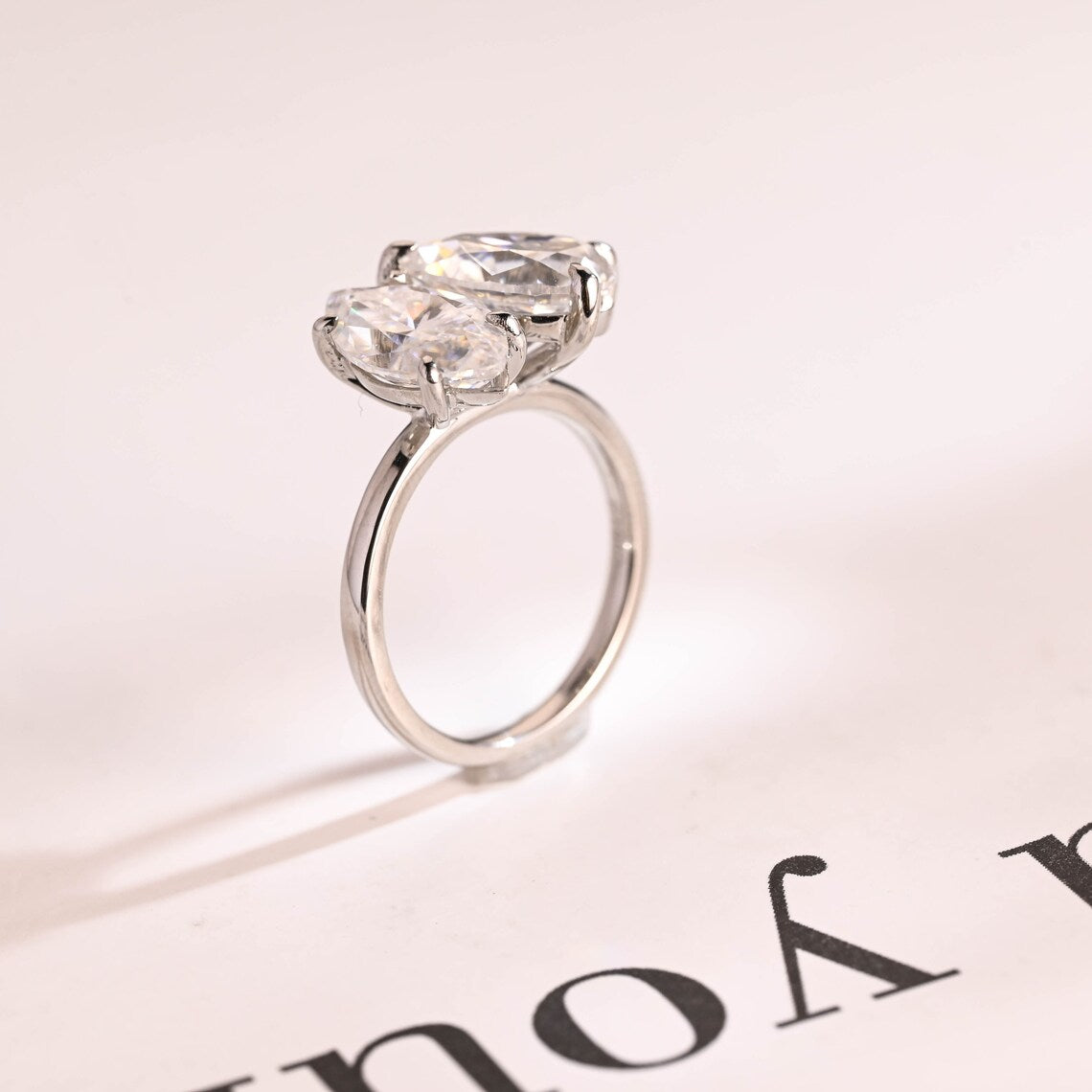 Marquise cut moissanite ring