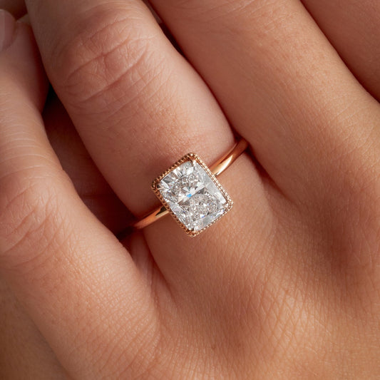 Cushion cut lab grown diamond ring