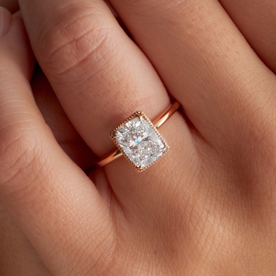 Cushion cut diamond ring