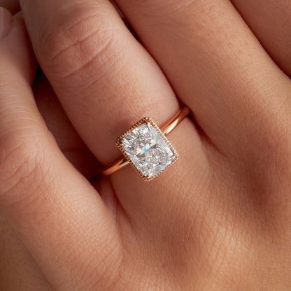Cushion cut diamond ring