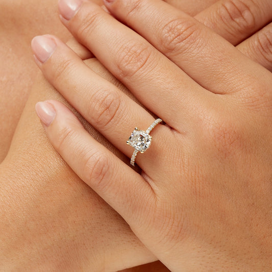 Cushion cut lab grown ring