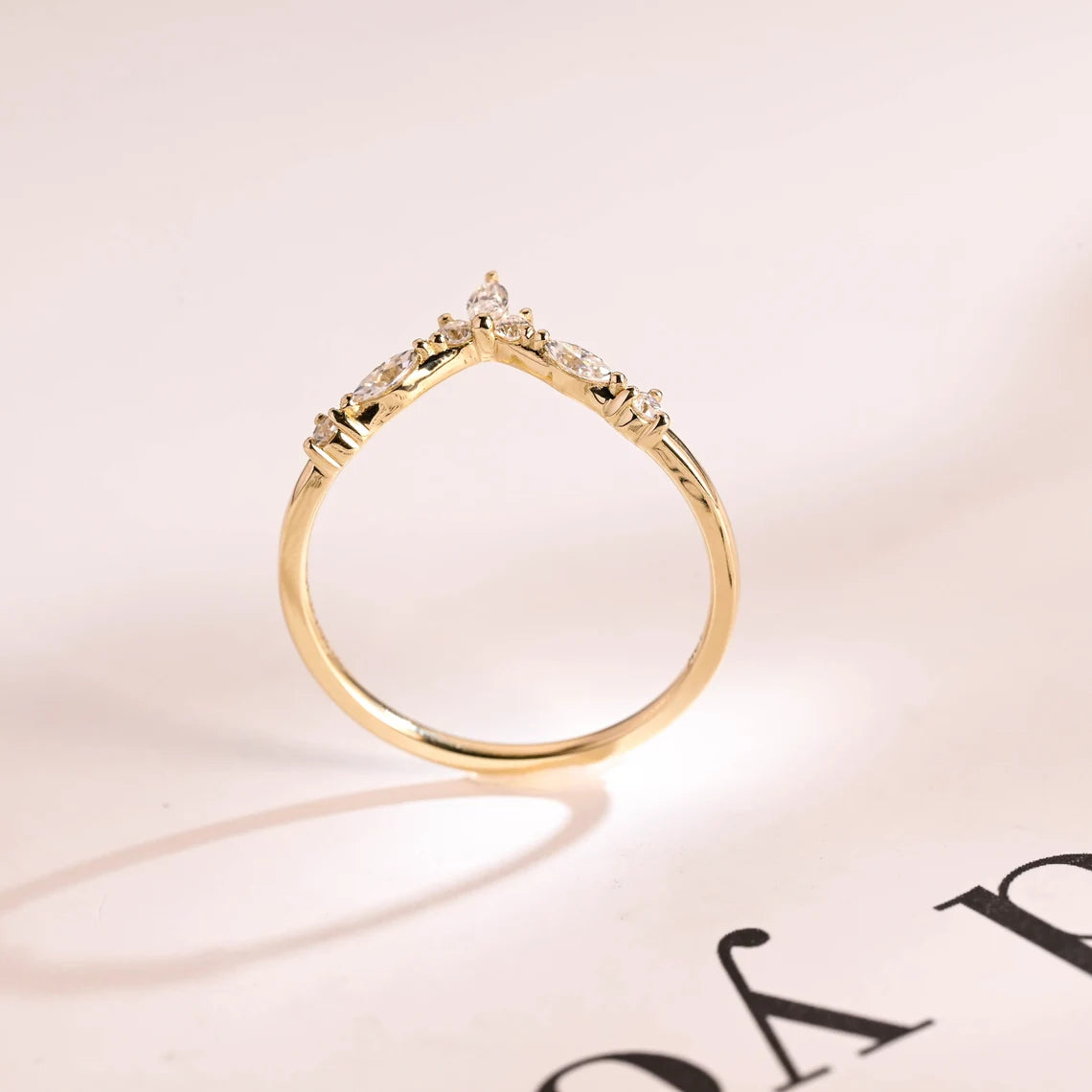 V-shape gold ring