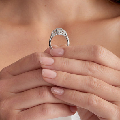 Filigree and milgrain art-deco ring