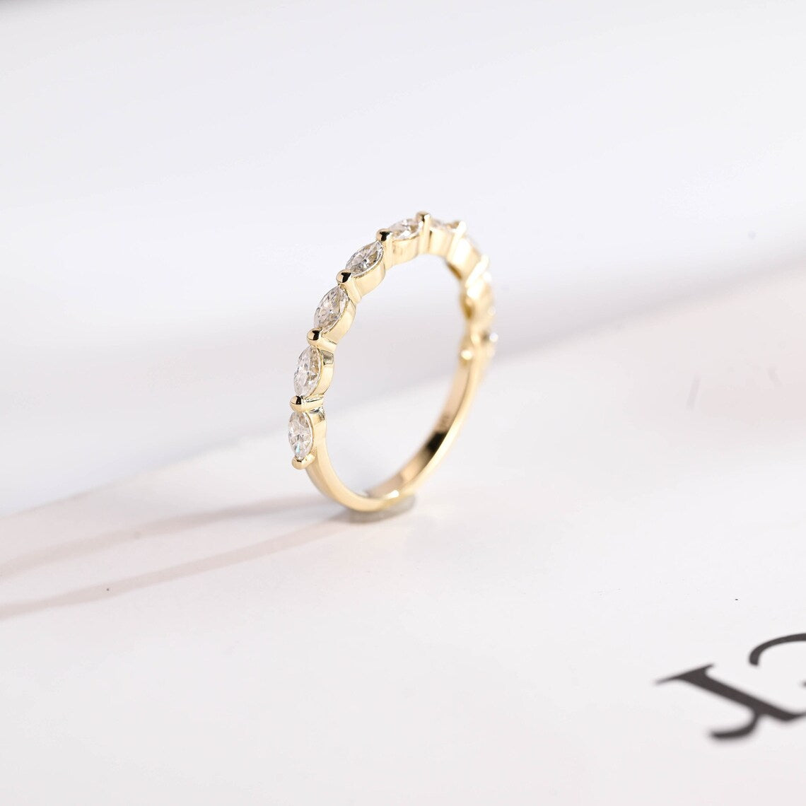 Moissanite wedding band