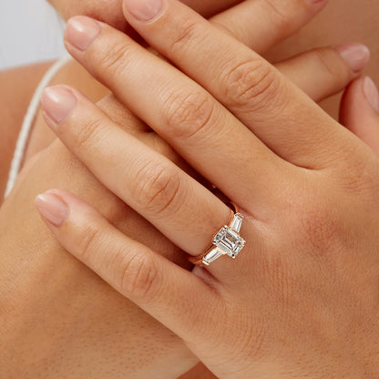 Emerald cut lab grown diamond ring