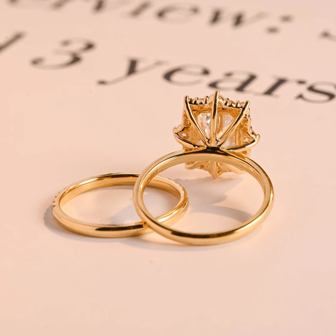 Yellow gold moissanite ring