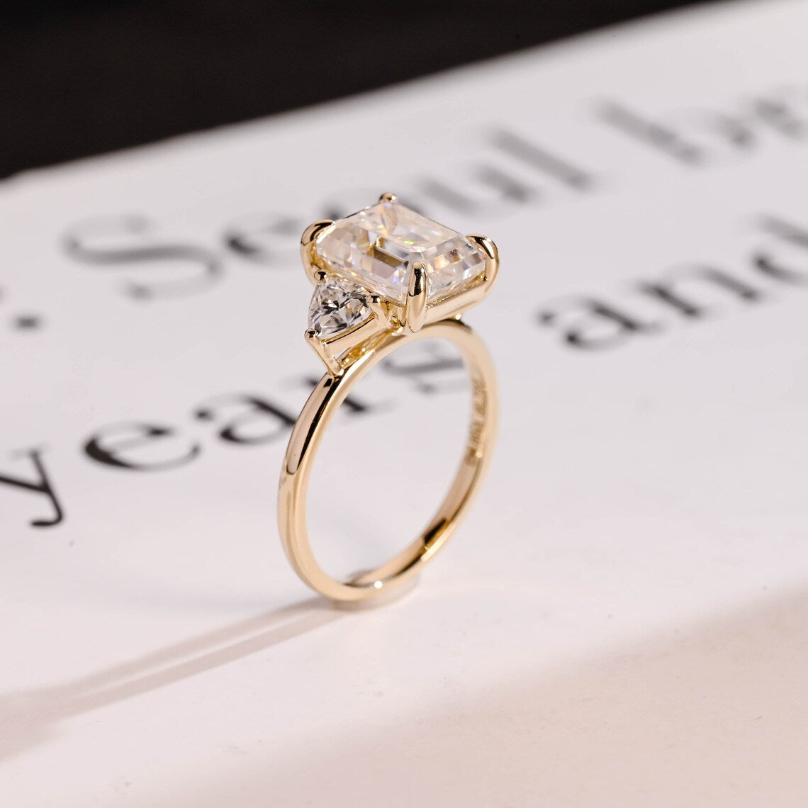 Trillion side stone ring