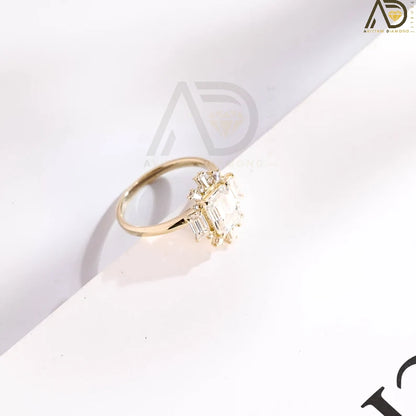 Chic Moissanite Wedding Jewelry | Stunning Floral Cluster Design | Modern Vintage Inspired Jewelry 