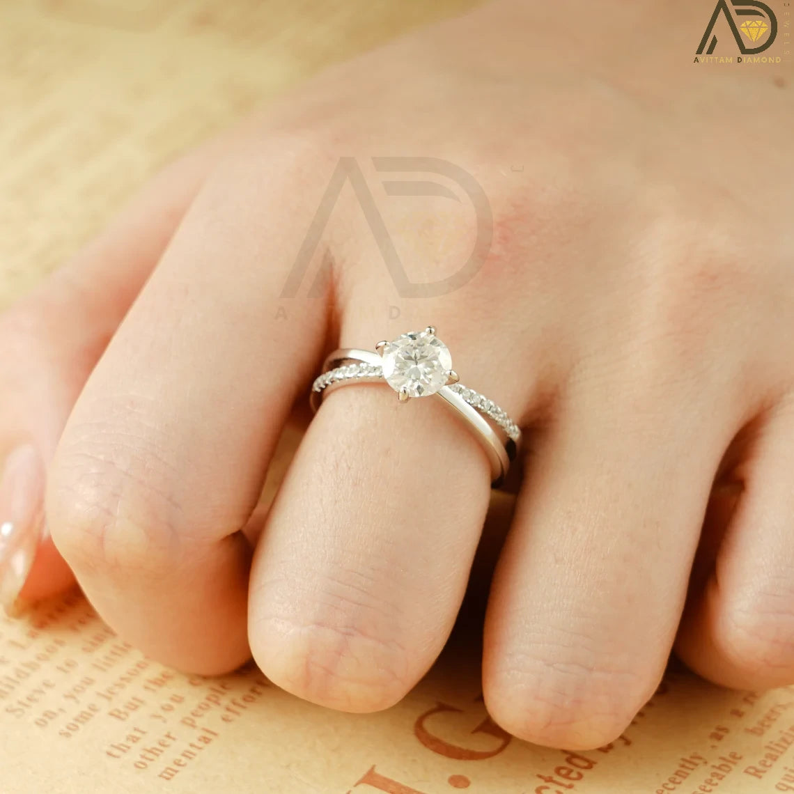 Twisted Gold Ring | Half Pave Moissanite | Proposal Jewelry

