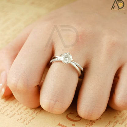 Twisted Gold Ring | Half Pave Moissanite | Proposal Jewelry

