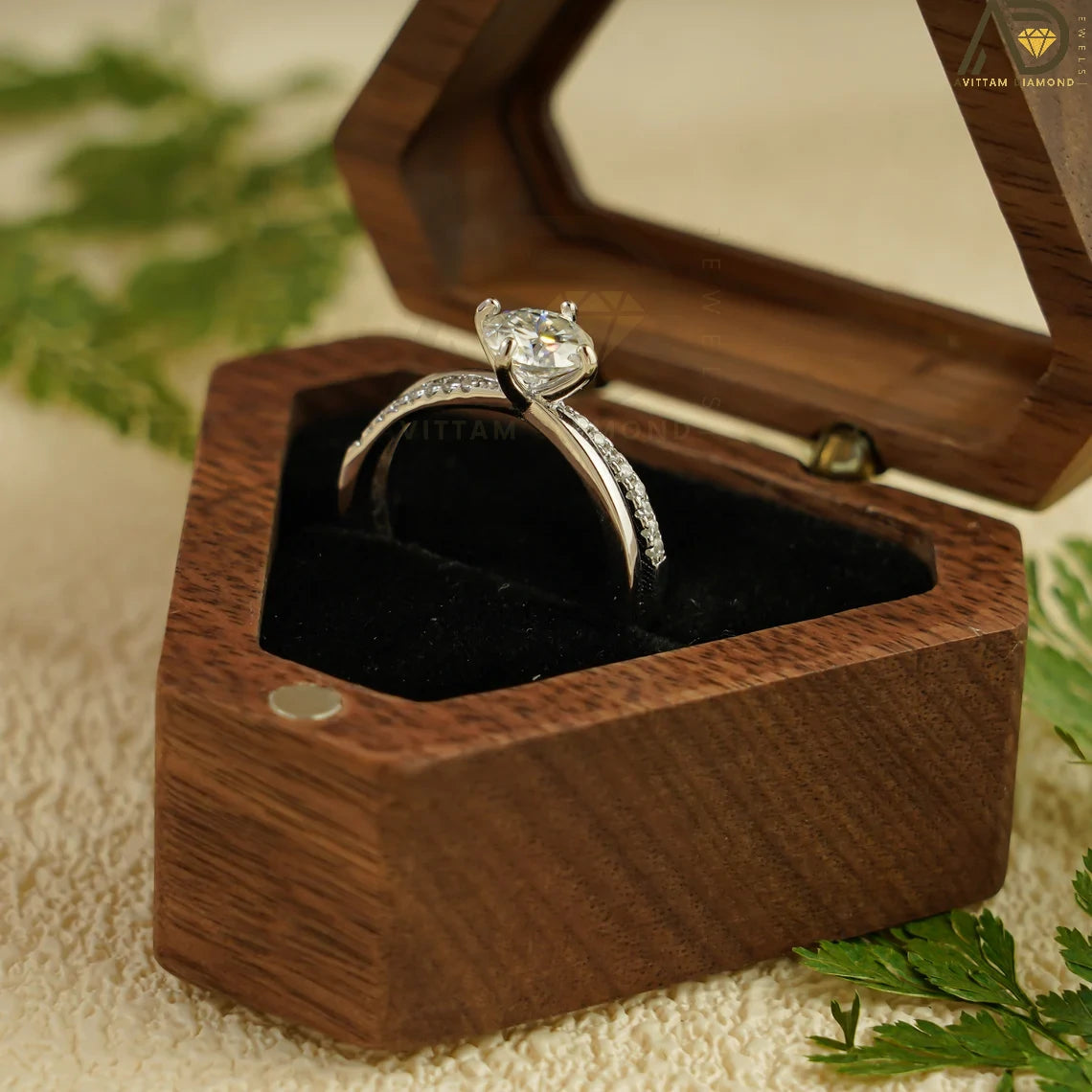 Unique Moissanite Band | Round Cut Engagement | Gold Promise

