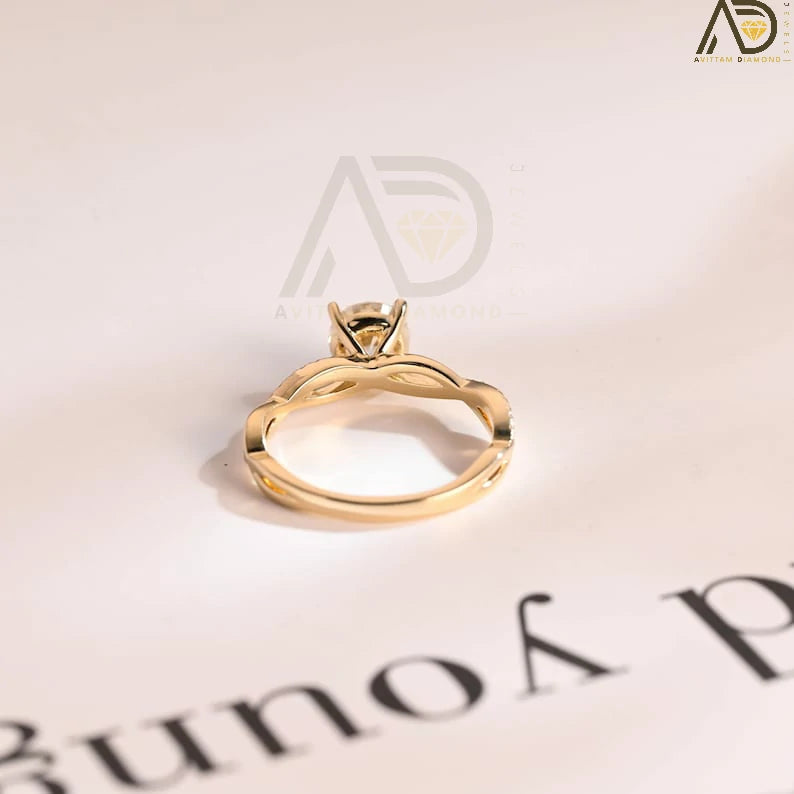 Promise Ring For Her | Vintage Inspired Band | Round Cut Gold Ring

