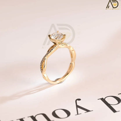 Moissanite Proposal Ring | Twisted Band Beauty | Elegant Gold Gift

