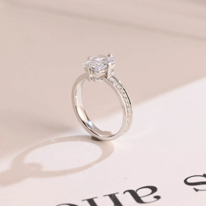 classic engagement ring | rafdiant side stone ring | moissanite wedding ring

