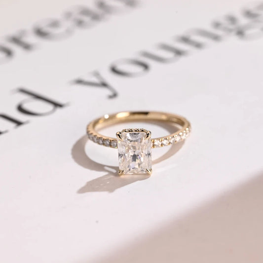 Radiant Halo Glow | Pavé Gold Band | Gift for Your Wife

