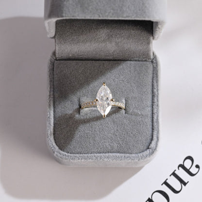 Marquise cut moissanite ring