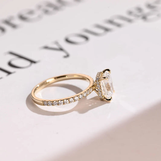 Radiant Halo Glow | Pavé Gold Band | Gift for Your Wife

