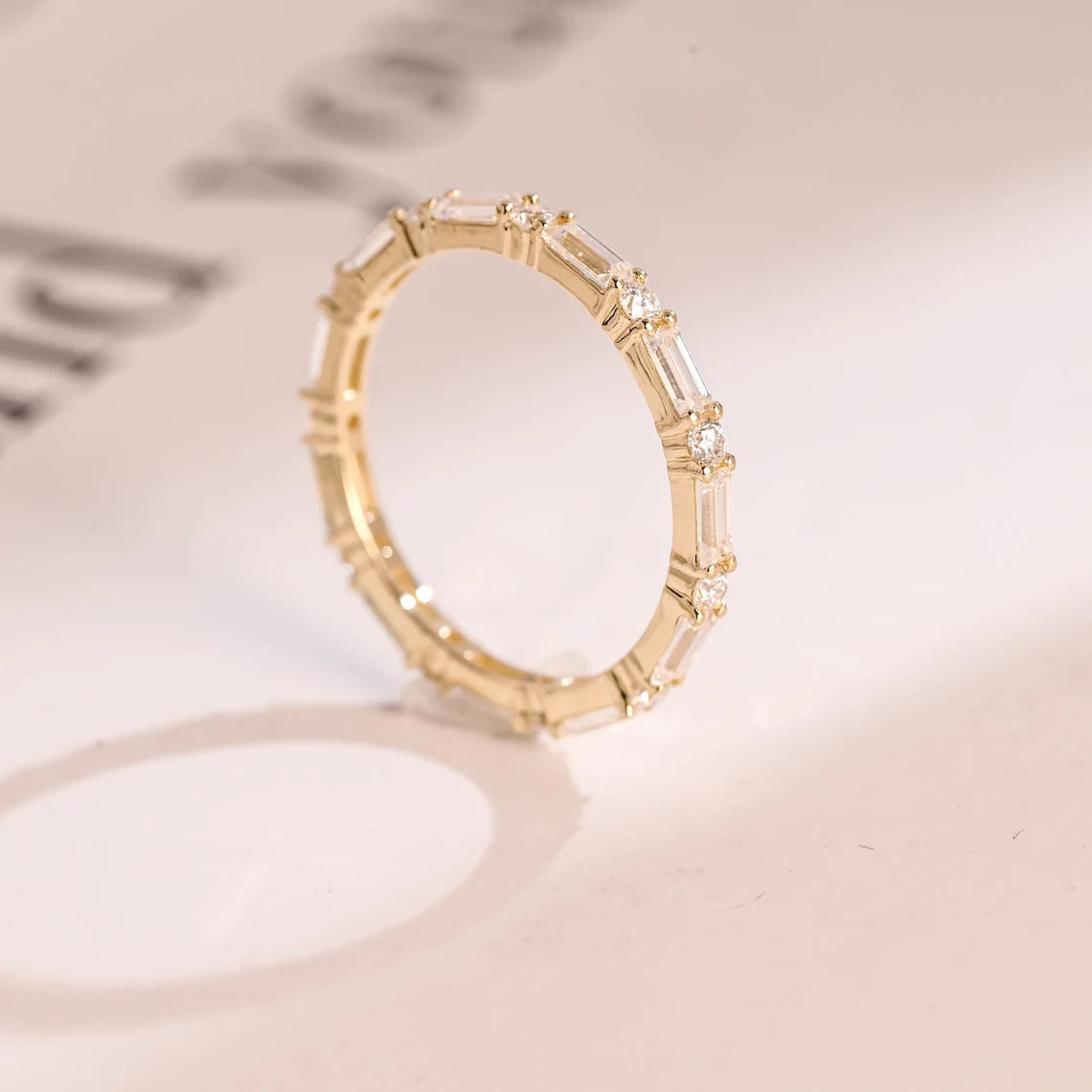 Prong-set wedding ring