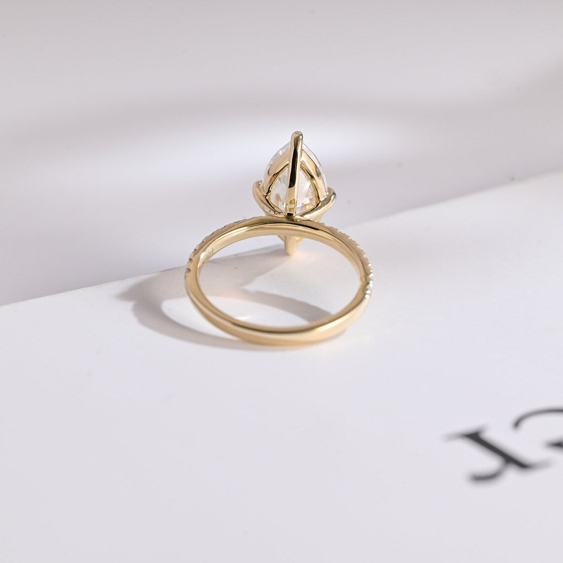 Yellow gold moissanite ring