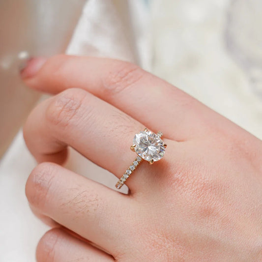 oval moissanite ring | yellow gold engagement ring | 2ct moissanite ring
