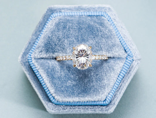 oval moissanite ring | yellow gold engagement ring | 2ct moissanite ring
