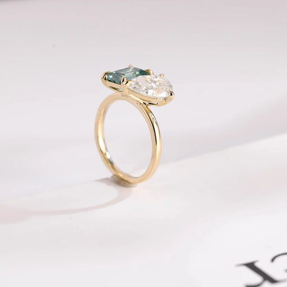 Yellow gold moissanite ring