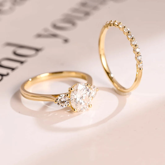 Three stone moissanite ring