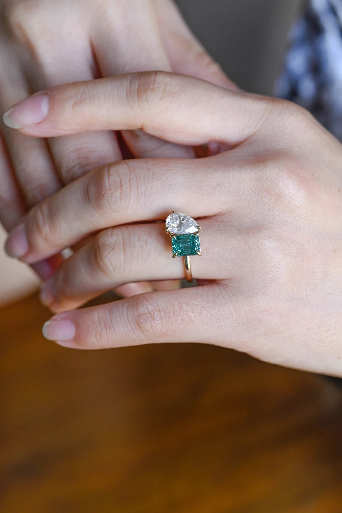 Minimalist two stone ring