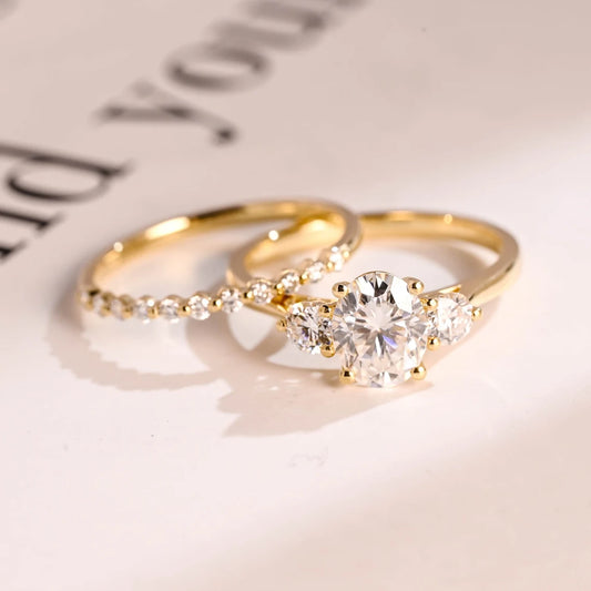 Three stone moissanite ring