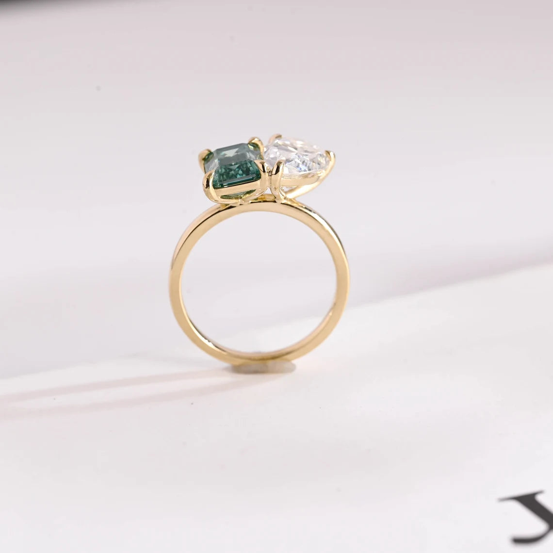 Pear cut moissanite ring