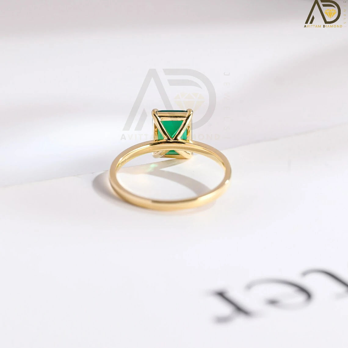 10K Gold Emerald Ring | 14K Gold Engagement Ring | 18K Gold Emerald Jewelry 