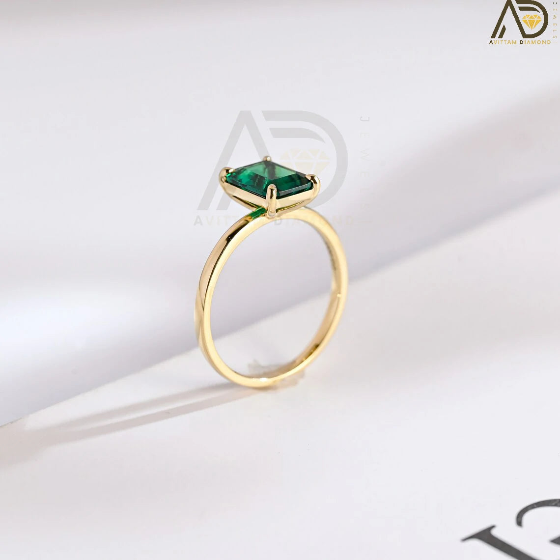 Elegant Emerald Cut Ring | Stylish Emerald Jewelry Design | Emerald Anniversary Gift for Her