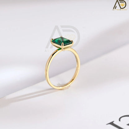 Elegant Emerald Cut Ring | Stylish Emerald Jewelry Design | Emerald Anniversary Gift for Her