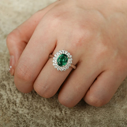 bridal ring green stone 