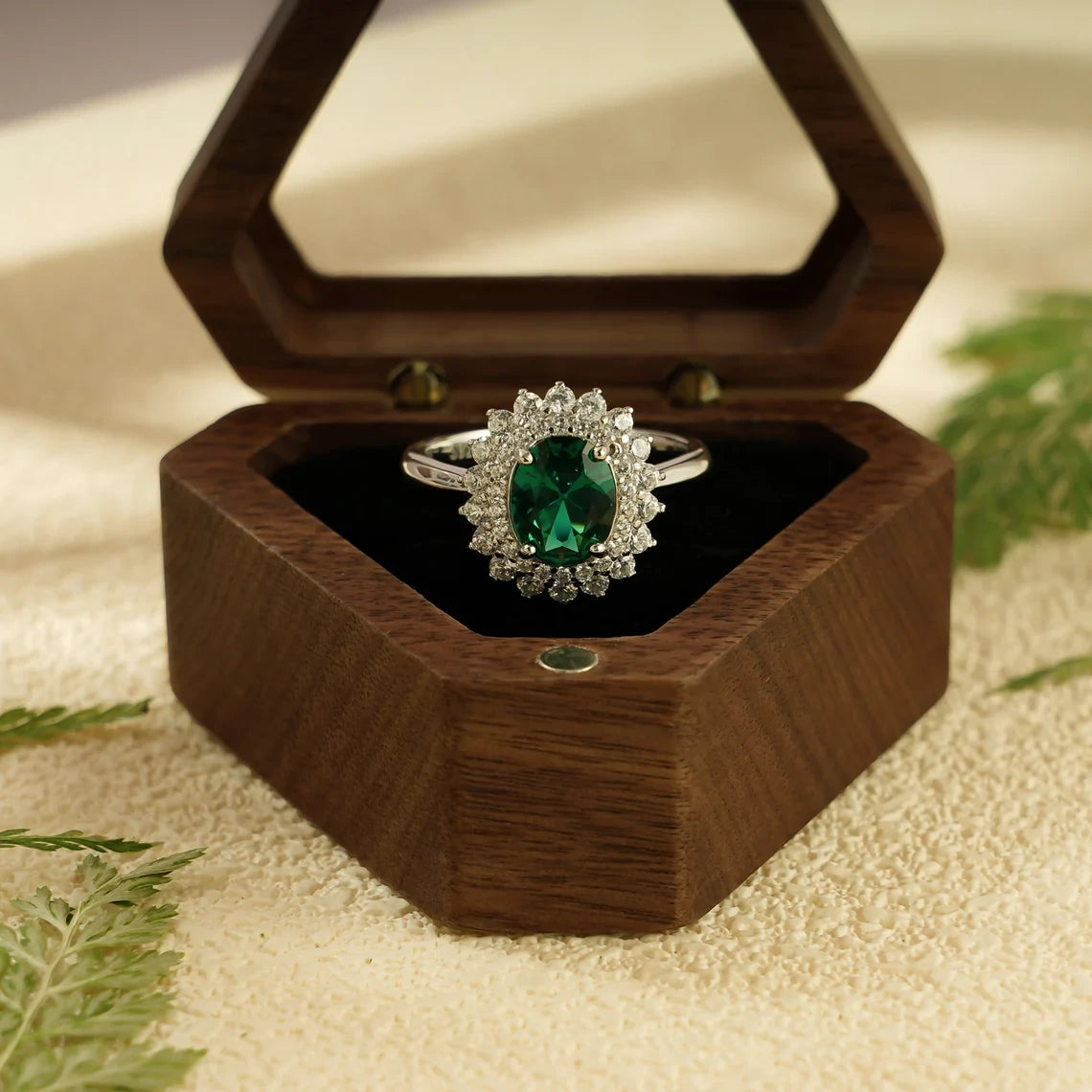 green moissanite ring 