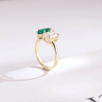 Green marquise moissanite ring