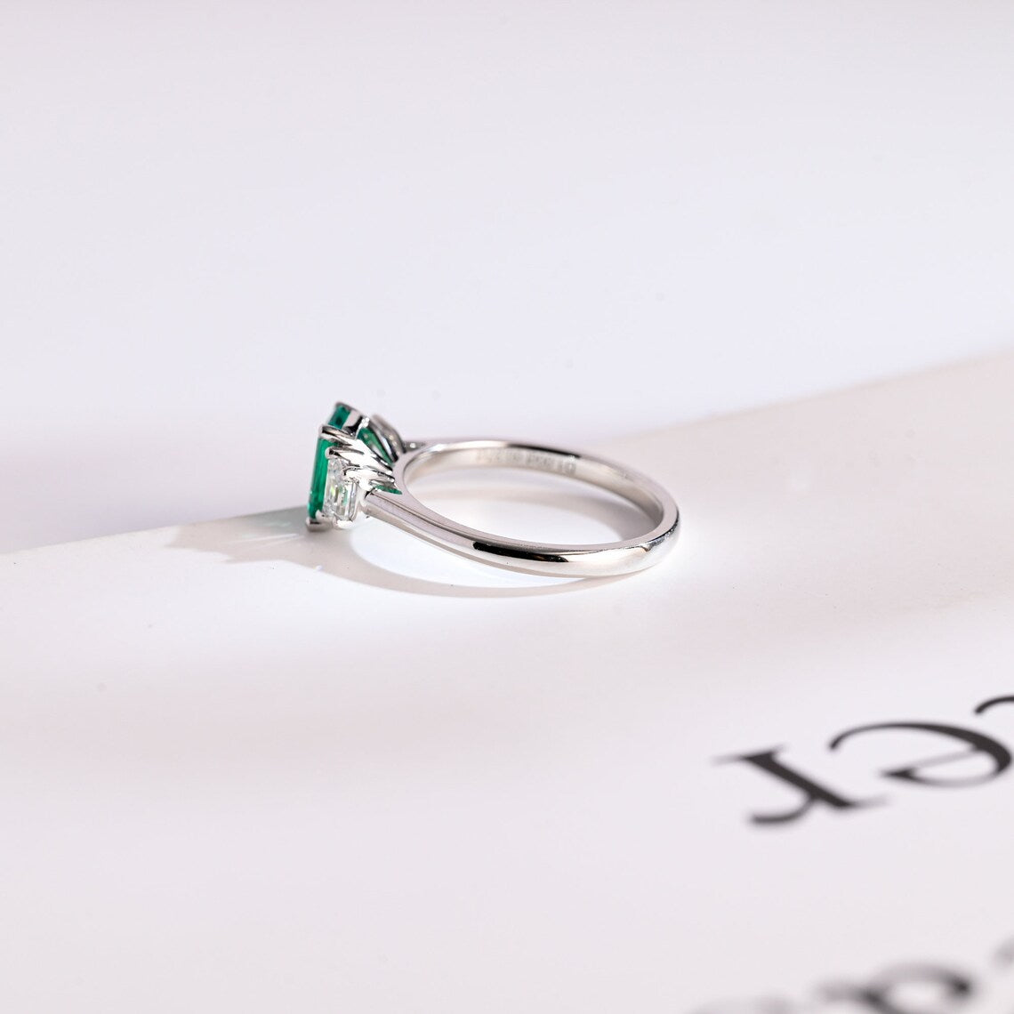White gold three stone ring
