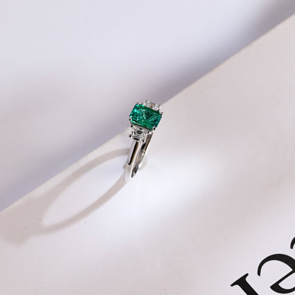 Green emerald cut cz ring