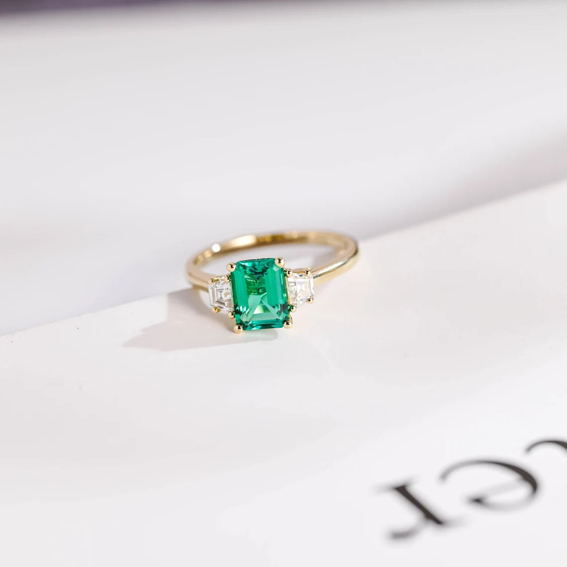 Solid gold moissanite ring