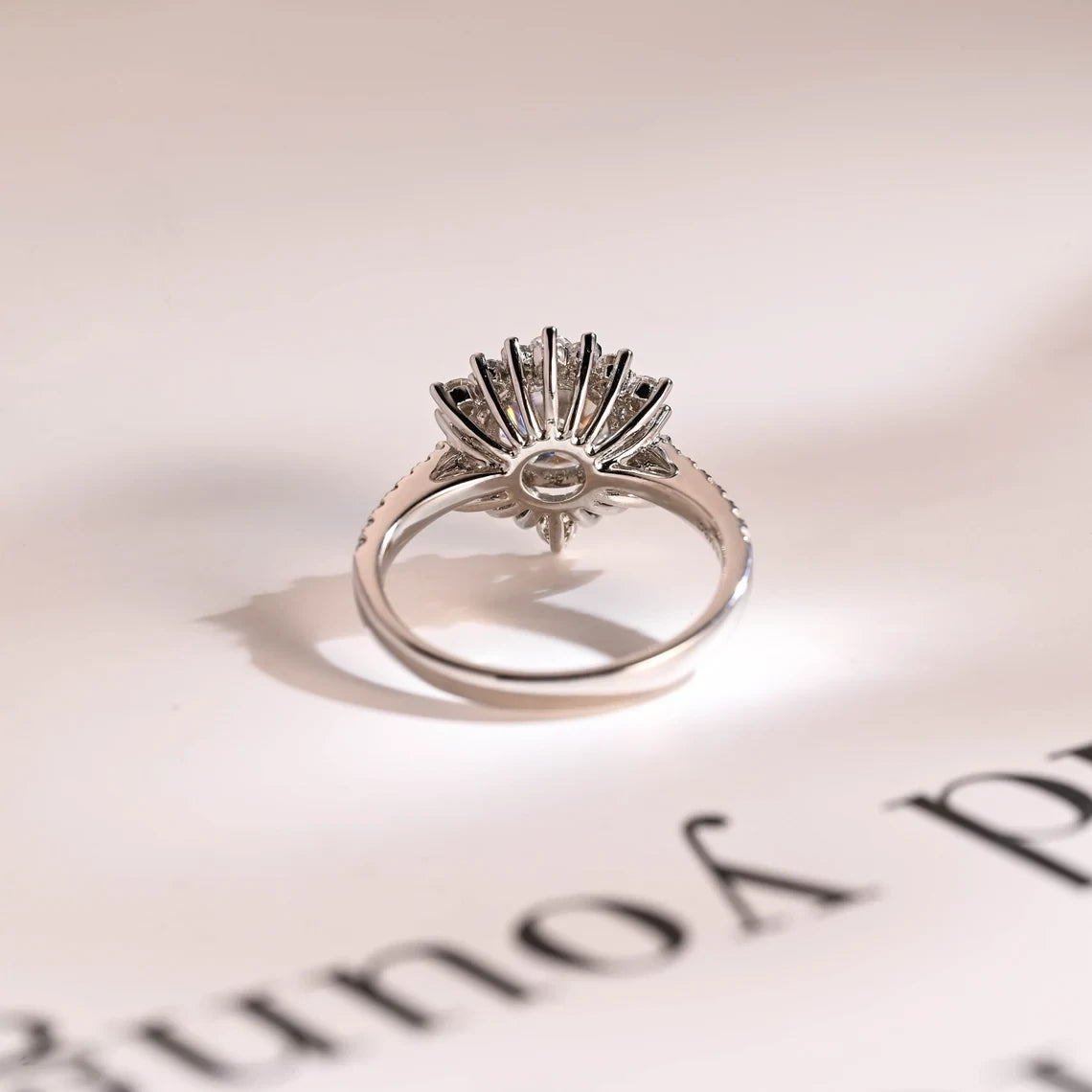 Round Cut Moissanite Ring | Elegant Flower Design | Gift for Her

